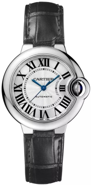 Cartier Ballon Bleu Silver Dial Black Leather Strap Watch for Women - W69018Z4 Buy Now By Cartier