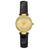 Guess Park Avenue Quartz Gold Dial Black Leather Strap Watch For Women - W0838L1 Buy Now By Guess