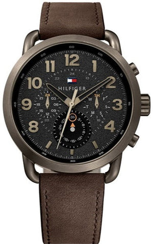 Tommy Hilfiger Briggs Chronograph Black Dial Brown Leather Strap Watch for Men - 1791425 Buy Now By Tommy Hilfiger