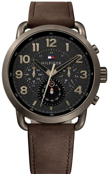 Tommy Hilfiger Briggs Chronograph Black Dial Brown Leather Strap Watch for Men - 1791425 Buy Now By Tommy Hilfiger