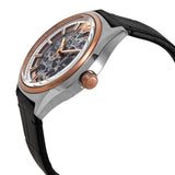 Emporio Armani Zeta Skeleton Automatic Silver Dial Black Leather Strap Watch For Men - AR60018 Buy Now By Emporio Armani