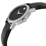 Movado Museum Black Dial Black Leather Strap Watch For Women - 2100004 Buy Now By Movado