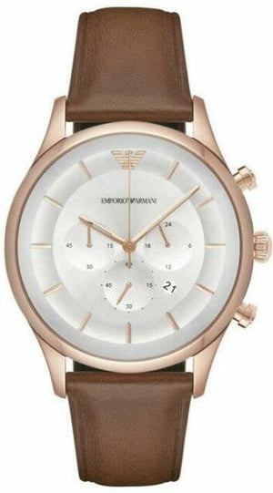 Emporio Armani Quartz Silver Dial Brown Leather Strap Watch For Men - AR11043 Buy Now By Emporio Armani