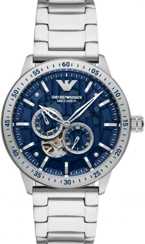 Emporio Armani Mario Chronograph Automatic Blue Dial Silver Steel Strap Watch For Men - AR60052 Buy Now By Emporio Armani