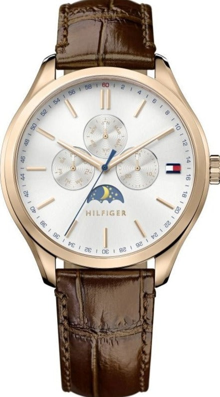Tommy Hilfiger Oliver Chronograph White Dial Brown Leather Strap Watch for Men - 1791306 Buy Now By Tommy Hilfiger