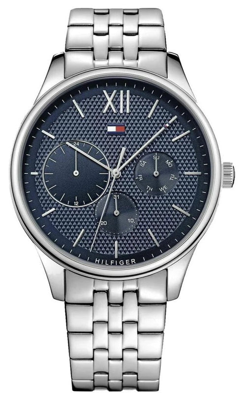 Tommy Hilfiger Damon Chronograph Blue Dial Silver Steel Strap Watch for Men - 1791416 Buy Now By Tommy Hilfiger