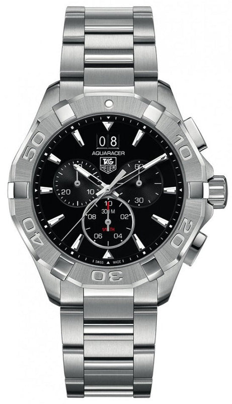 Tag Heuer Aquaracer Chronograph Black Dial Silver Steel Strap Watch for Men - CAY1110.BA0927 Buy Now By Tag Heuer