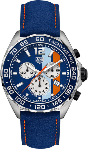 Tag Heuer Formula 1 Gulf Edition Blue Dial Blue Leather Strap Watch for Men - CAZ101N.FC8243 Buy Now By Tag Heuer