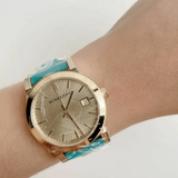 Burberry Heritage Gold Dial Blue Leather Strap Watch for Women - BU9112 Buy Now By Burberry