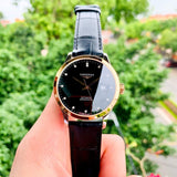 Longines Record Black Dial Black Leather Strap Watch for Men - L2.821.5.57.2 Buy Now By Longines