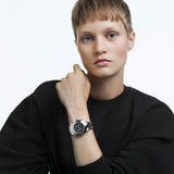 Swarovski Octea Lux Sport Chronograph Black Dial Silver Steel Strap Watch for Women - 5610520 Buy Now By Swarovski