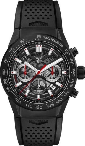 Tag Heuer Carrera Automatic Chronograph Black Dial Black Rubber Strap Watch for Men - CBG2A90.FT6173 Buy Now By Tag Heuer