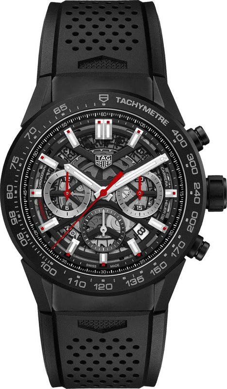 Tag Heuer Carrera Automatic Chronograph Black Dial Black Rubber Strap Watch for Men - CBG2A90.FT6173 Buy Now By Tag Heuer