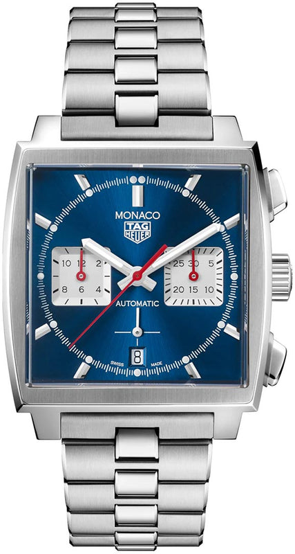 Tag Heuer Monaco Automatic Chronograph Blue Dial Silver Steel Strap Watch for Men - CBL2111.BA0644 Buy Now By Tag Heuer