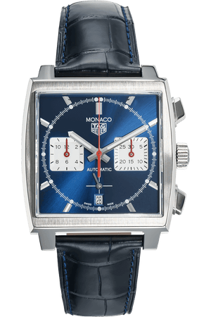 Tag Heuer Monaco Automatic Chronograph Blue Dial Blue Leather Strap Watch for Men - CBL2111.FC6453 Buy Now By Tag Heuer