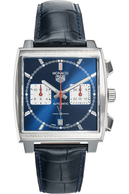 Tag Heuer Monaco Automatic Chronograph Blue Dial Blue Leather Strap Watch for Men - CBL2111.FC6453 Buy Now By Tag Heuer