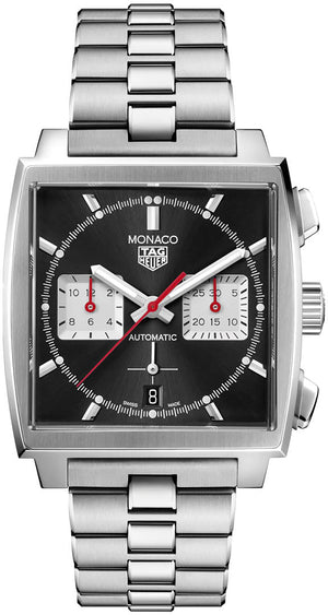 Tag Heuer Monaco Automatic Chronograph Black Dial Silver Steel Strap Watch for Men - CBL2113.BA0644 Buy Now By Tag Heuer