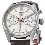 Tag Heuer Carrera Chronograph White Dial Brown Leather Strap Watch for Men - CBN2013.FC6483 Buy Now By Tag Heuer