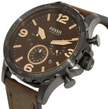 Fossil Nate Chronograph Brown Dial Brown Leather Strap Watch for Men - JR1487 Buy Now By Fossil