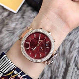 Michael Kors Parker Chronograph Red Dial Rose Gold Steel Strap Watch For Women - MK6106 Buy Now By Michael Kors