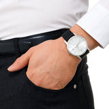 Calvin Klein City Date Silver Dial Black Leather Strap Watch for Men - K2G2G1C6 Buy Now By Calvin Klein