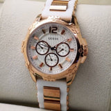 Guess Intrepid White Dial Two Tone Silicone Strap Watch For Women - W0325L2 Buy Now By Guess