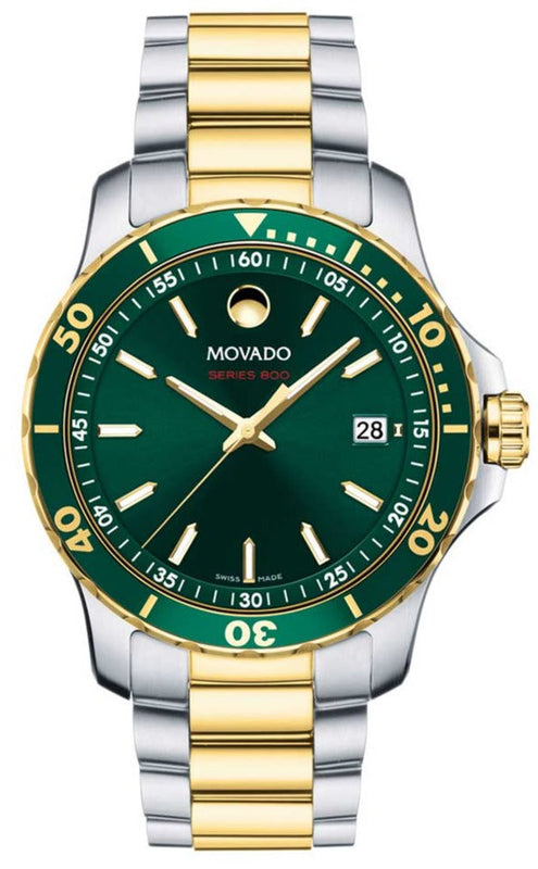 Movado Series 800 Green Dial Two Tone Steel Strap Watch for Men - 2600147 Buy Now By Movado