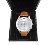 Emporio Armani Quartz Silver Dial Brown Leather Strap Watch For Men - AR11043 Buy Now By Emporio Armani