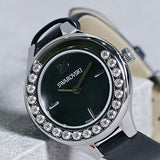 Swarovski Lovely Crystals Mother of Pearl Black Dial Black Leather Strap Watch for Women - 5242898 Buy Now By Swarovski