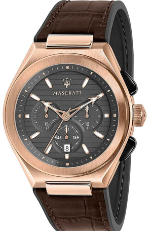 Maserati Triconic Chronograph Grey Dial Brown Leather Strap Watch For Men - R8871639003 Buy Now By Maserati