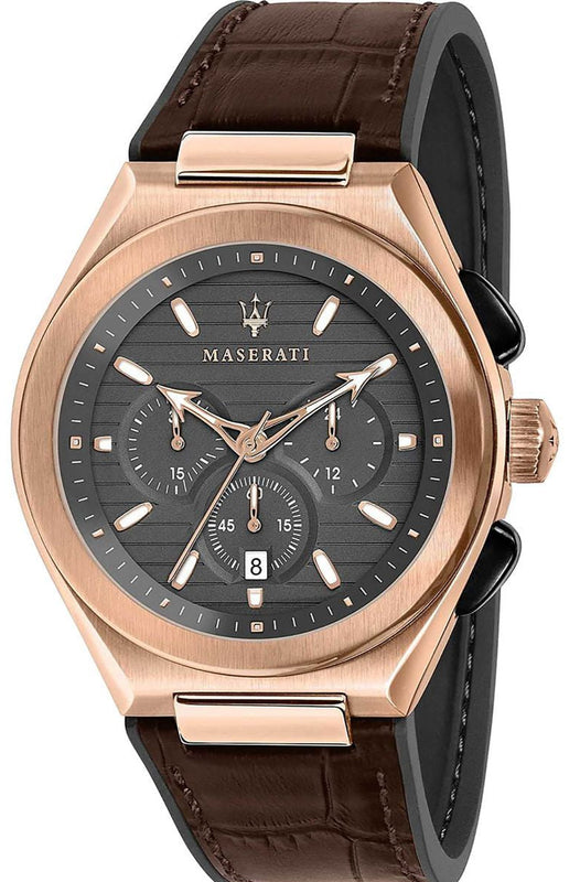 Maserati Triconic Chronograph Grey Dial Brown Leather Strap Watch For Men - R8871639003 Buy Now By Maserati