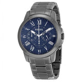 Fossil Grant Chronograph Blue Dial Grey Steel Strap Watch for Men - FS4831 Buy Now By Fossil