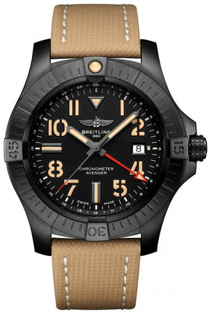 Breitling Avenger Automatic GMT 45 Black Dial Brown Nylon Strap Watch for Men - V32395101B1X1 Buy Now By Breitling