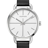 Calvin Klein Evan White Dial Black Leather Strap Watch for Women - K7B231CY Buy Now By Calvin Klein