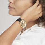 Guess Cosmo Diamonds Gold Dial Black Rubber Strap Watch for Women - GW0034L1 Buy Now By Guess