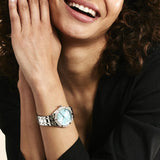 Guess Cosmo Diamonds Turquoise Dial Silver Steel Strap Watch for Women - GW0033L7 Buy Now By Guess