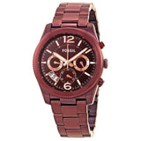 Fossil Perfect Boyfriend Multifunction Maroon Dial Maroon Steel Strap Watch for Women - ES4110 Buy Now By Fossil