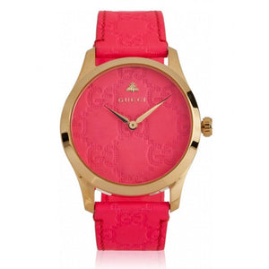 Gucci G Timeless Quartz Pink Dial Pink Leather Strap Watch For Women - YA1264115 Buy Now By Gucci
