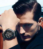 Guess Force Analog Black Dial Black Leather Strap Watch For Men - W0674G6 Buy Now By Guess