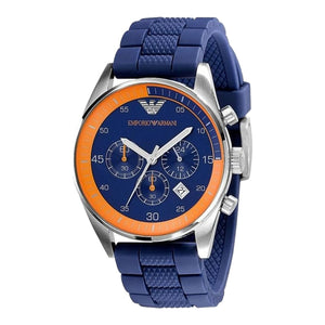 Emporio Armani Chronograph Blue Dial Blue Rubber Strap Watch For Men - AR5864 Buy Now By Emporio Armani