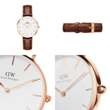 Daniel Wellington Classic Bristol White Dial Brown Leather Strap Watch For Women - DW00100039 Buy Now By Daniel Wellington
