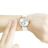 Calvin Klein Accent Silver Dial White Leather Strap Watch for Women - K2Y236K6 Buy Now By Calvin Klein
