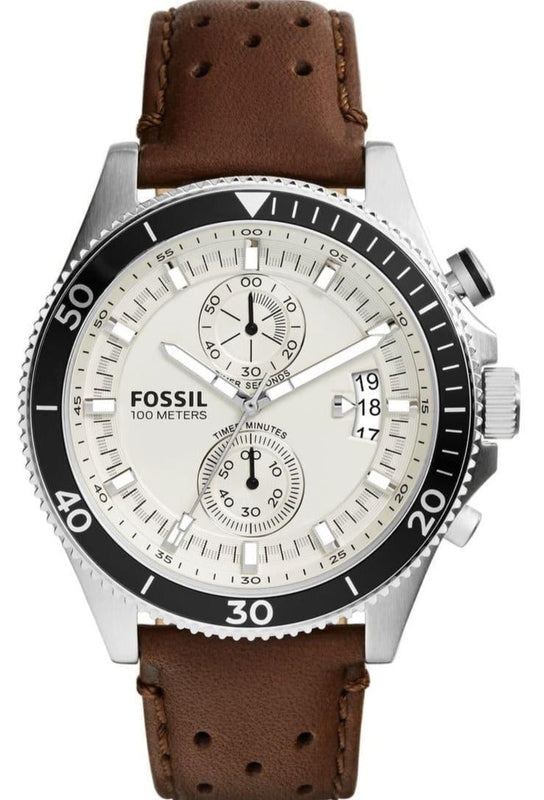 Fossil Wakefield Chronograph White Dial Brown Leather Strap Watch for Men - CH2943 Buy Now By Fossil