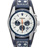 Fossil Coachman Chronograph White Dial Blue Leather Strap Watch for Men - CH3051 Buy Now By Fossil