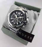 Guess Surge Chronograph Black Dial Silver Steel Strap Watch for Men - W1258G1 Buy Now By Guess