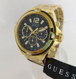 Guess Surge Chronograph Black Dial Gold Steel Strap Watch for Men - W1258G2 Buy Now By Guess