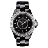Chanel J12 Diamonds Ceramic Black Dial Black Steel Strap Watch for Women - J12 H3108 Buy Now By Chanel