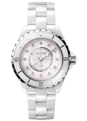 Chanel J12 Quartz Diamonds Pink Dial White Steel Strap Watch for Women - J12 H5513 Buy Now By Chanel