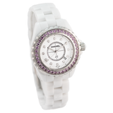 Chanel J12 Sapphire Bezel Ceramic White Dial White Steel Strap Watch for Women - J12 H2010 Buy Now By Chanel