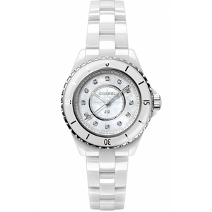 Chanel J12 Diamonds Mother of Pearl White Dial White Steel Strap Watch for Women - J12 H5704 Buy Now By Chanel